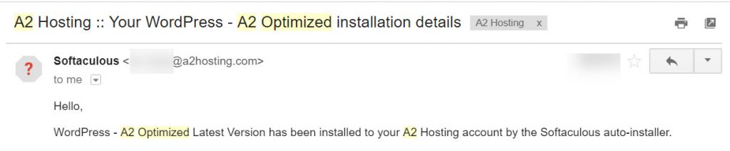 a2 optimized wordpress installation