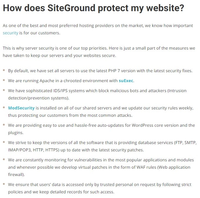 SiteGround Security