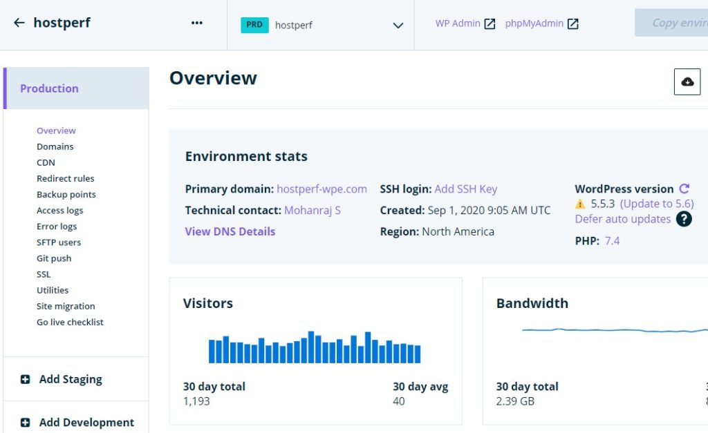 WP Engine Production Settings