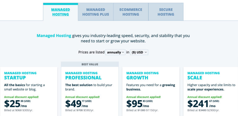 WP Engine Plans and Pricing