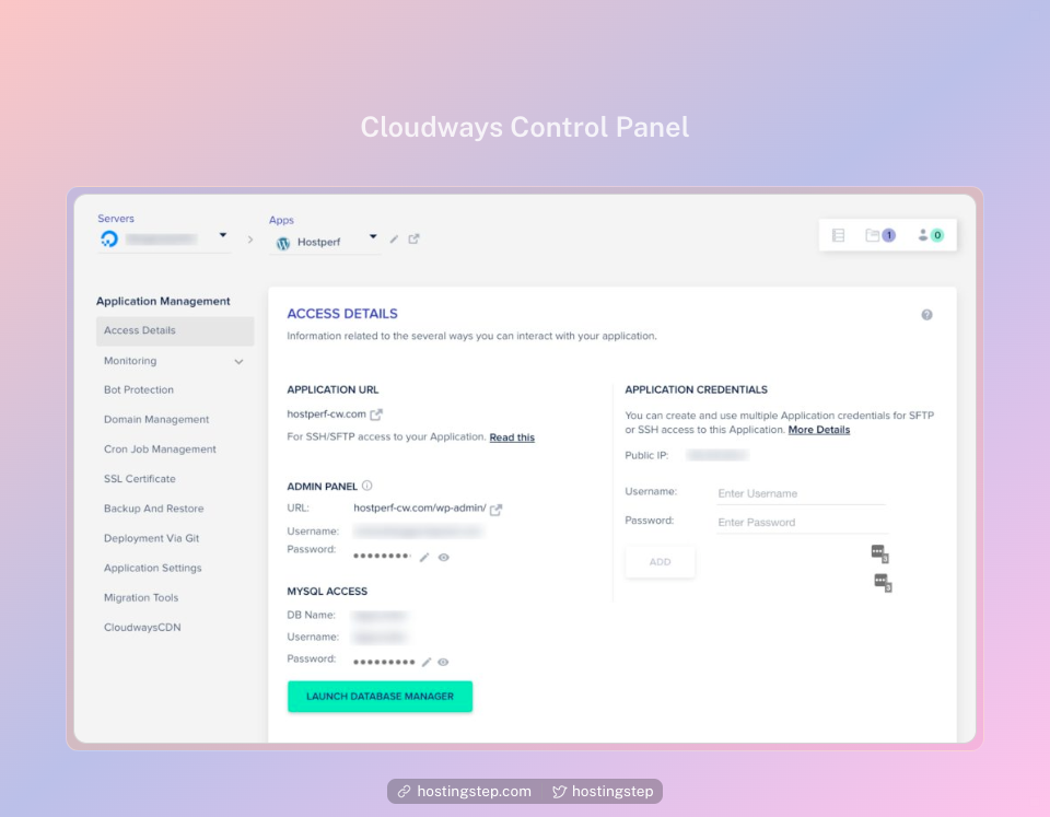 Cloudways Control panel